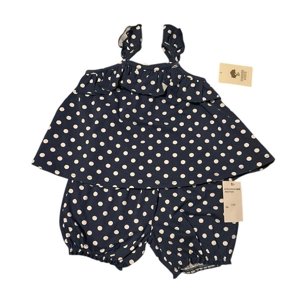 Tucker + Tate Navy White Polkadot Set Girls Tank Top & Shorts Soft Cotton Outfit